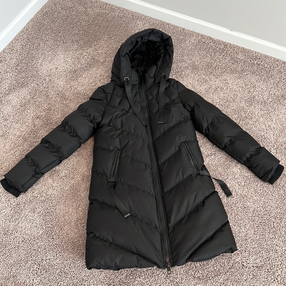 Women's Black Puffer Trench Coat